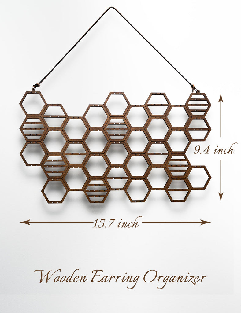  Mymazn Easy Assemble Solid Walnut Wood Earring Wall Holder  Hanging Jewelry Organizer Necklace Holder Earring Hanger Wall Mount Jewelry  Organizer for Necklaces Rings Scruncies Organization : Home & Kitchen