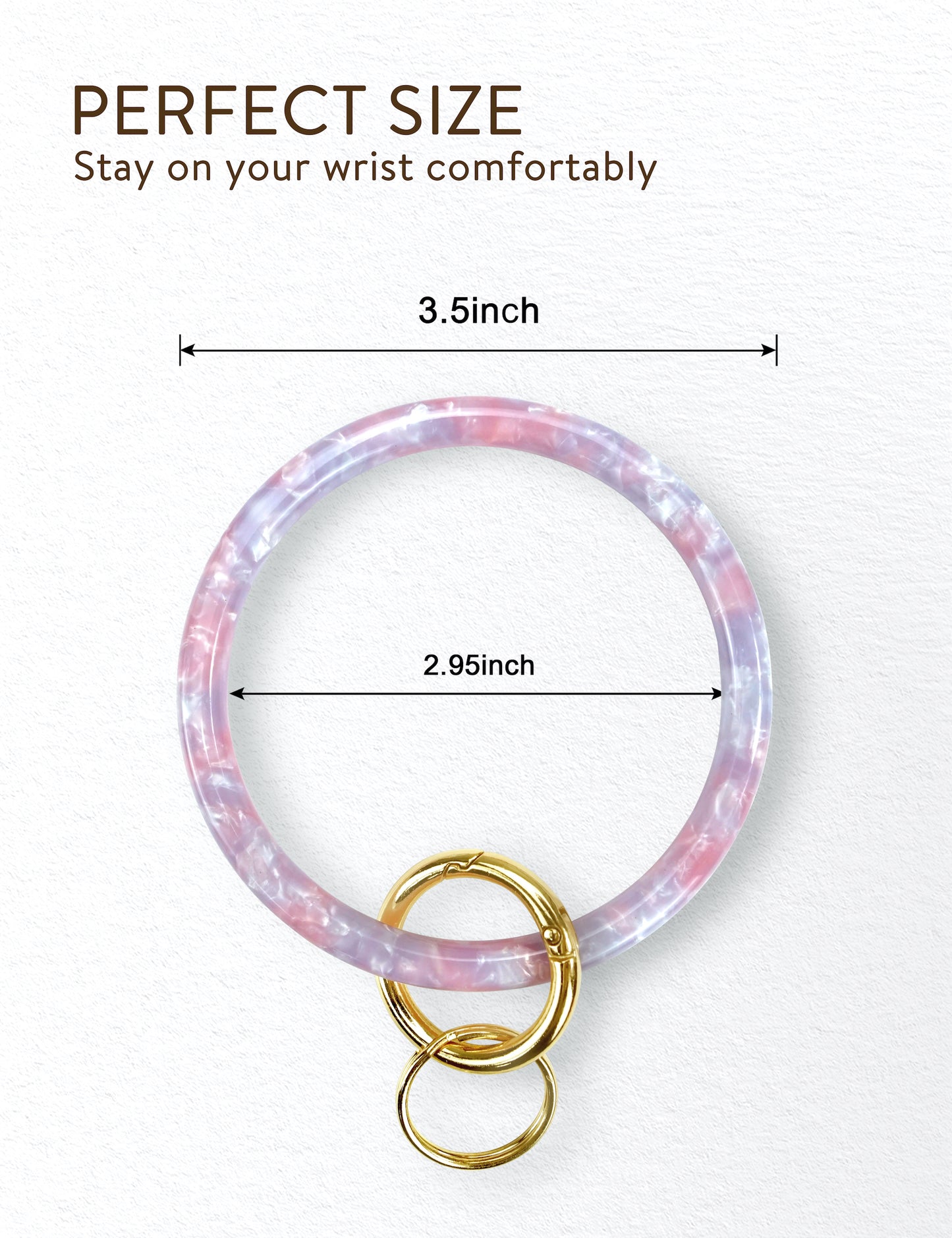 2.95" Acetate Round Key Ring Bracelet(Pink&Blue)