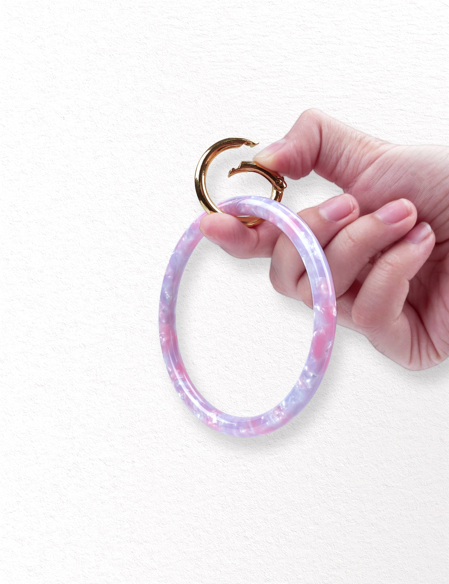 2.95" Acetate Round Key Ring Bracelet(Pink&Blue)