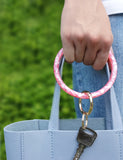 2.95" Acetate Round Key Ring Bracelet (Pink)