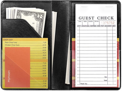 4.7x7.5" Black Server Book with Money Pocket