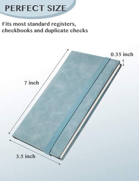 7"x3.5" Blue-Gray Vegan Leather Checkbook Cover