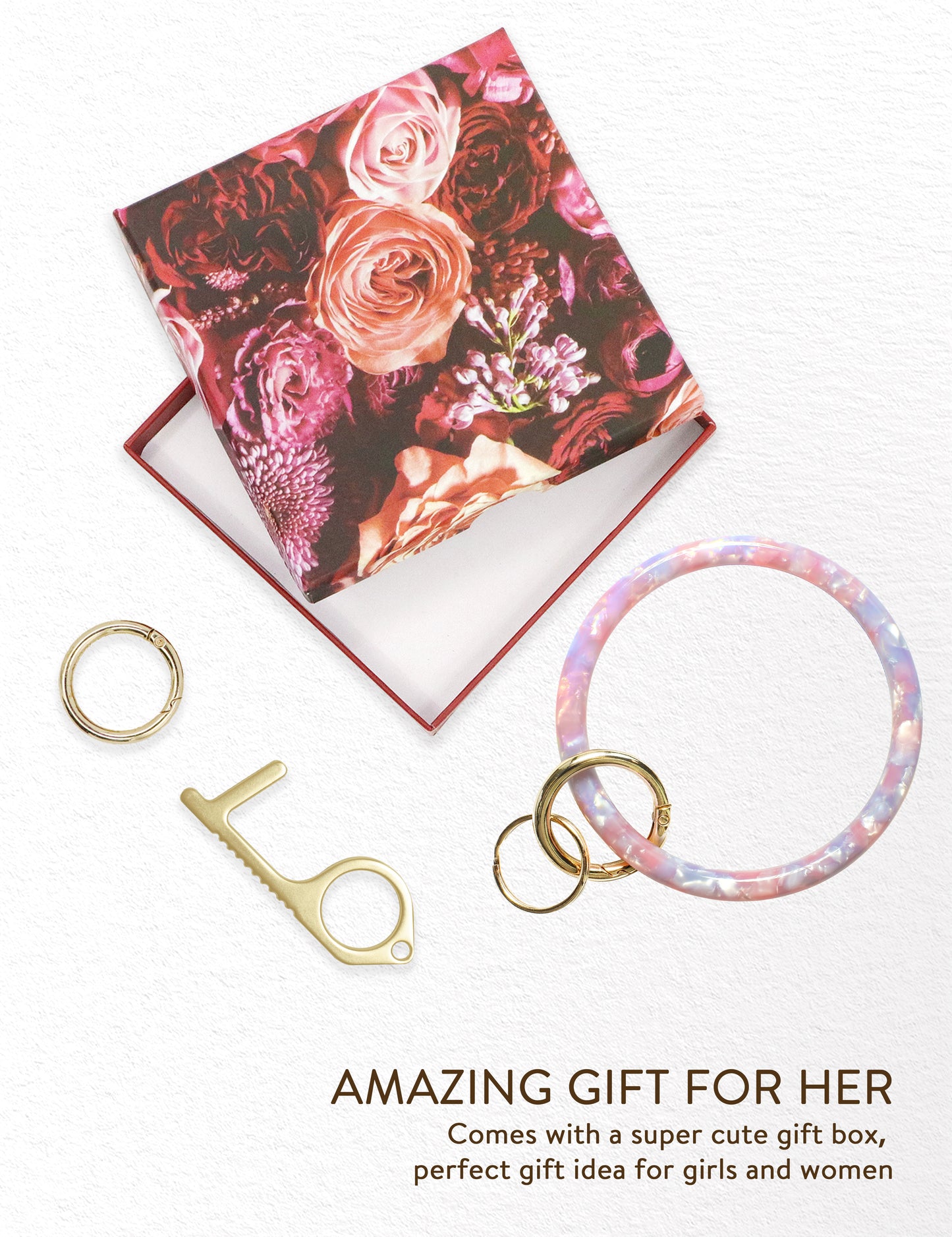 2.95" Acetate Round Key Ring Bracelet(Pink&Blue)