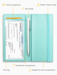 7"x3.5" Pale Turquoise Vegan Leather Checkbook Cover
