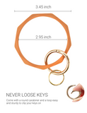 2.95" Silicone Key Ring Bracelet Keychain 3-Pack (Black&White&Orange)