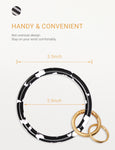 2.9" Acetate Round Key Ring Bracelet (Marble Black)
