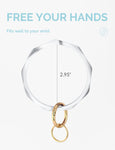 2.95" Silicone Key Ring Bracelet (Green&Marble White&Pink)