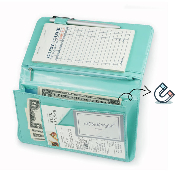 4.8x9" Soft Turquoise Server Book with Zipper&Magnetic