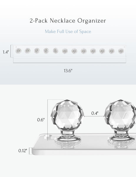 Necklace Holder Hanger Crystal Ball Hooks(Clear)