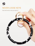 2.9" Acetate Round Key Ring Bracelet (Marble Black)