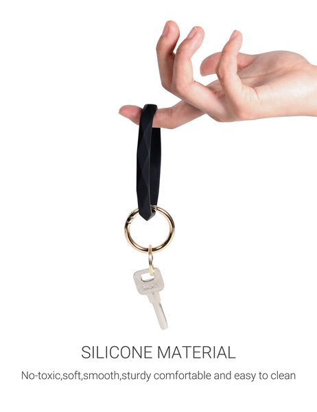 2.95" Silicone Round Key Ring Bracelet (Black)
