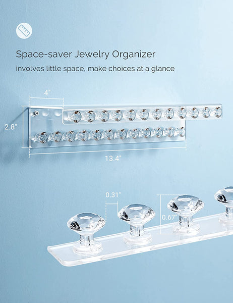 Acrylic Necklace Holder with Shelf and 24 Hooks