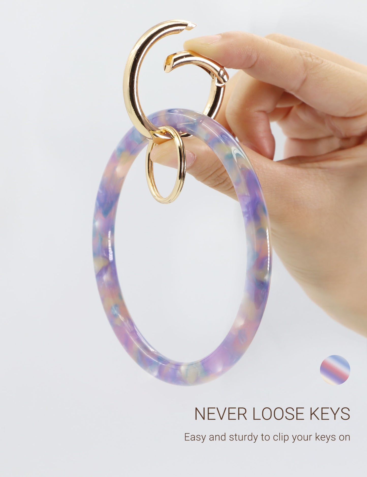 2.9" Acetate Round Key Ring Bracelet (Mermaid)