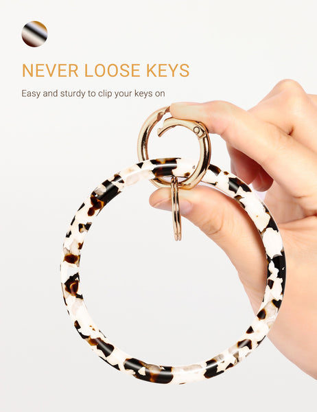 2.9" Acetate Round Key Ring Bracelet (Nougat )