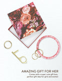 2.95" Acetate Round Key Ring Bracelet (Pink)