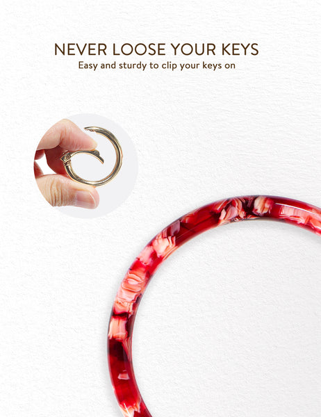 2.95" Acetate Round Key Ring Bracelet (Red)