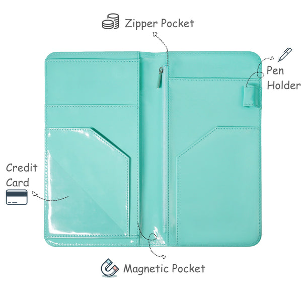 4.8x9" Soft Turquoise Server Book with Zipper&Magnetic