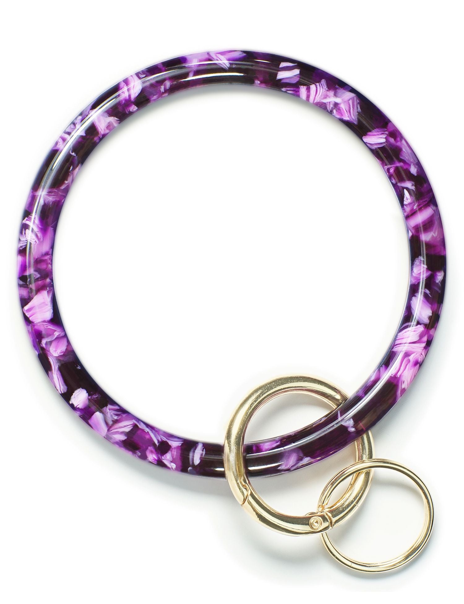 2.9" Acetate Round Key Ring Bracelet (Purple)
