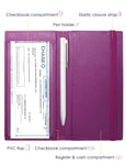 7"x3.5" Purple Vegan Leather Checkbook Cover