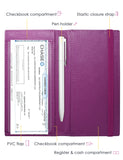 7"x3.5" Purple Vegan Leather Checkbook Cover