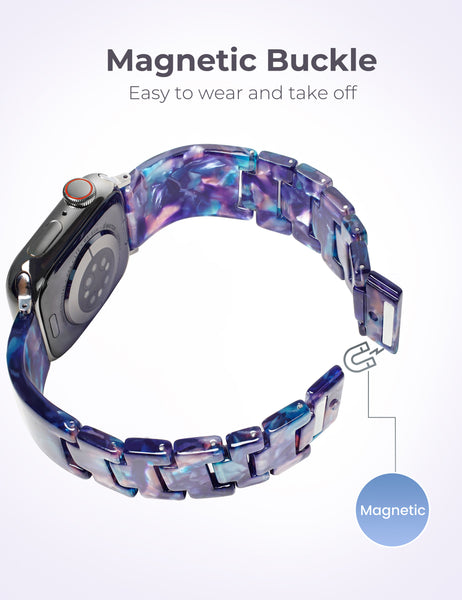 Blue & Purple Resin Apple Watch Band (Magnetic)