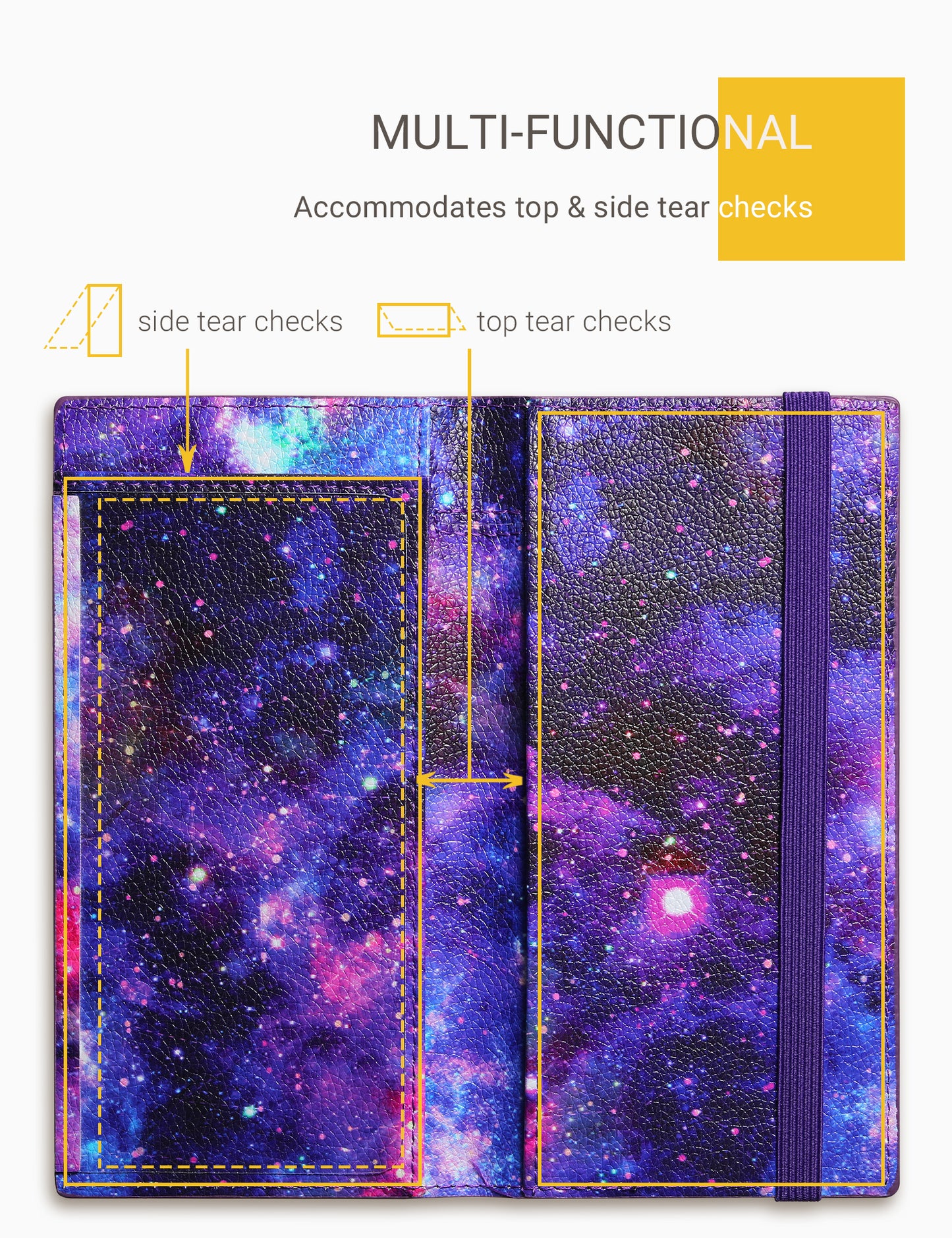 7"x3.5" Starry Vegan Leather Checkbook Cover