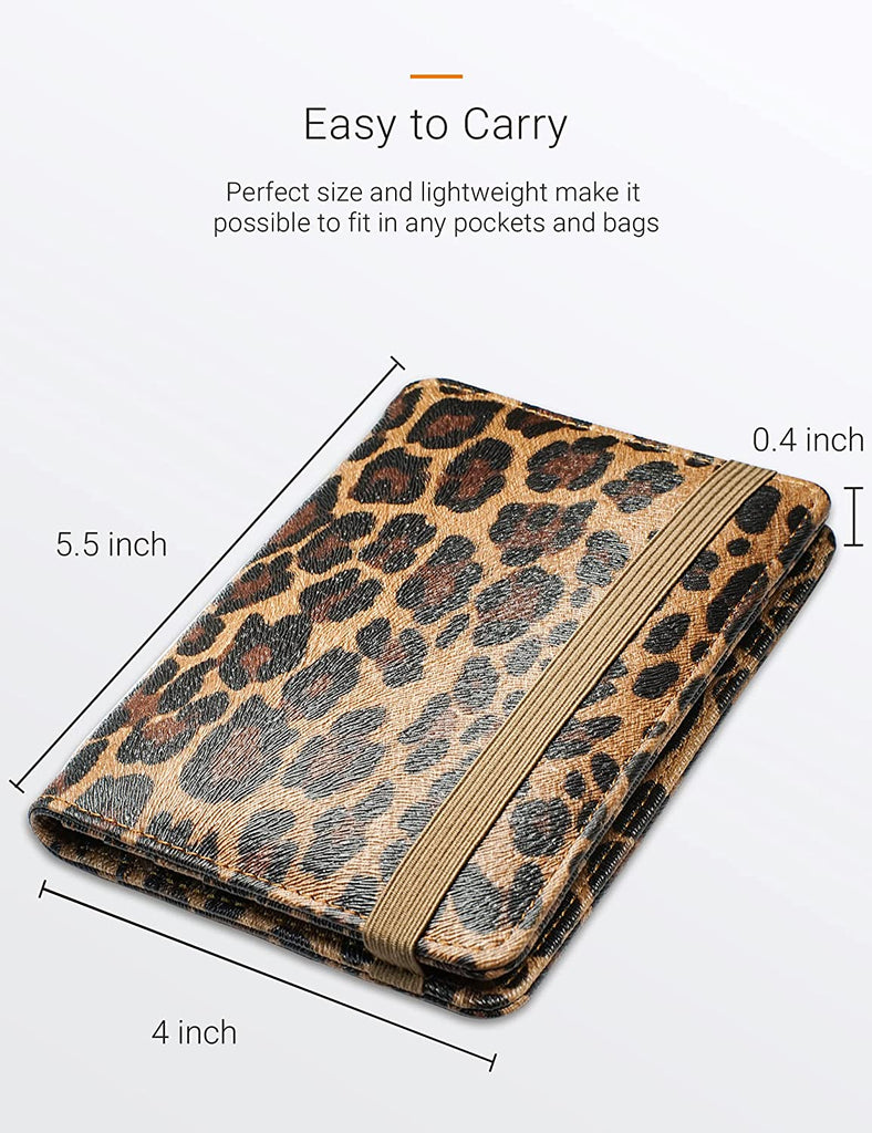  Mymazn Leopard Passport Holder Passport Case Travel Wallet  with Vaccination Card Holder Passport Cover with RFID Blocking Clear Pocket  For Photo (leopard)