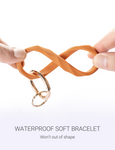 2.95" Silicone Key Ring Bracelet Keychain 3-Pack (Black&White&Orange)