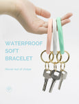 2.95" Silicone Key Ring Bracelet (Green&Marble White&Pink)