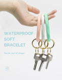 2.95" Silicone Key Ring Bracelet (Green&Marble White&Pink)