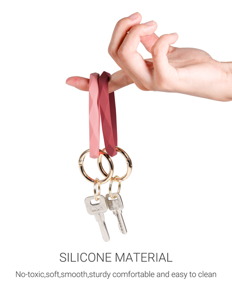 2.95" Silicone Key Ring Bracelet (Wine&Pastel Pink)