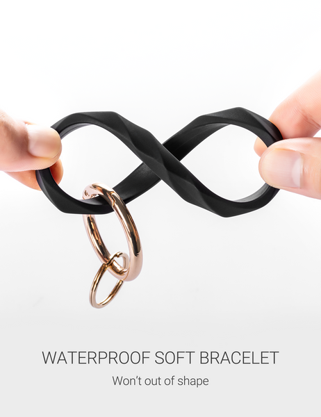 2.95" Silicone Round Key Ring Bracelet (Black)
