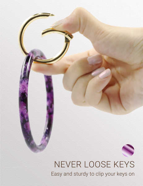 2.9" Acetate Round Key Ring Bracelet (Purple)
