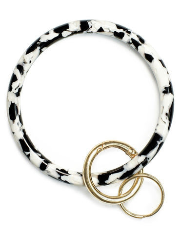 2.9" Acetate Round Key Ring Bracelet (Black&White)