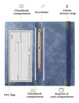 7"x3.5" Jean Blue Vegan Leather Checkbook Cover