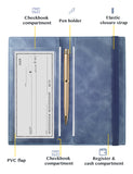7"x3.5" Jean Blue Vegan Leather Checkbook Cover