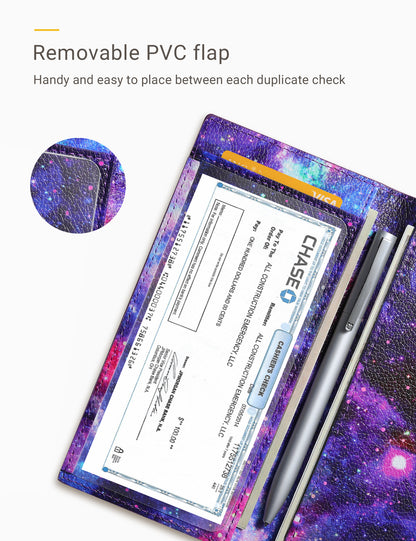 7"x3.5" Starry Vegan Leather Checkbook Cover