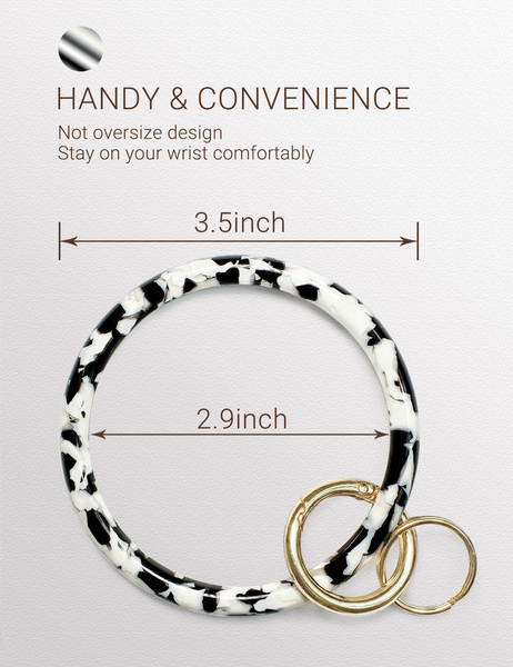 2.9" Acetate Round Key Ring Bracelet (Black&White)