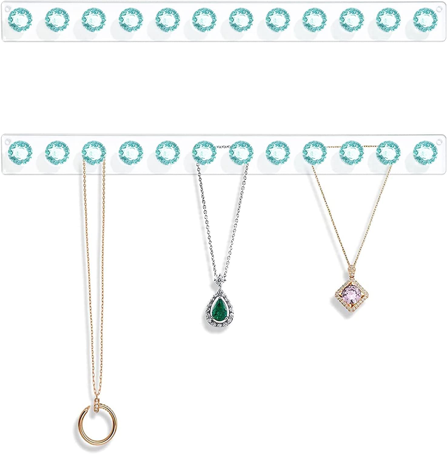 Necklace Holder Hanger Diamond Hooks (Green)