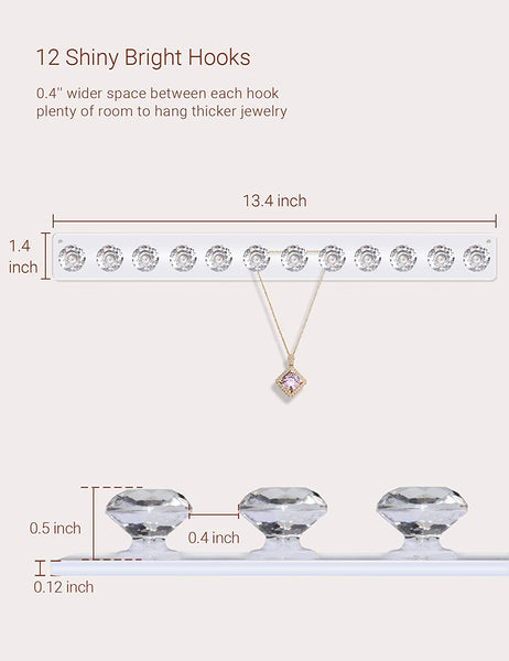 Necklace Holder Hanger Diamond Hooks (White)