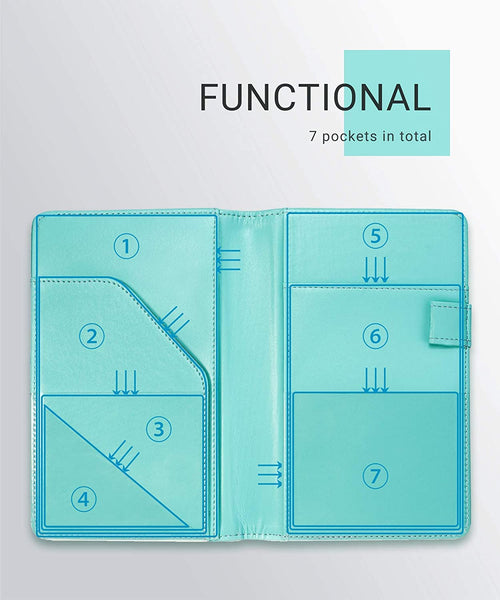 4.7x7.5" Classic Turquoise Green Server Book Wallet