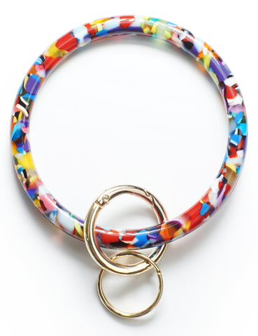 2.95" Acetate Round Key Ring Bracelet (Multicolor)