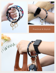 2.9" Acetate Round Key Ring Bracelet (Marble Black)