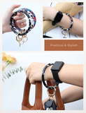 2.9" Acetate Round Key Ring Bracelet (Marble Black)