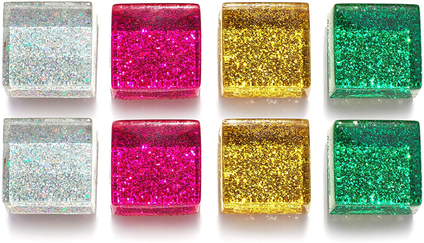 24-Pack Glitter&Matte Glass Fridge Magnets(12 Colors)