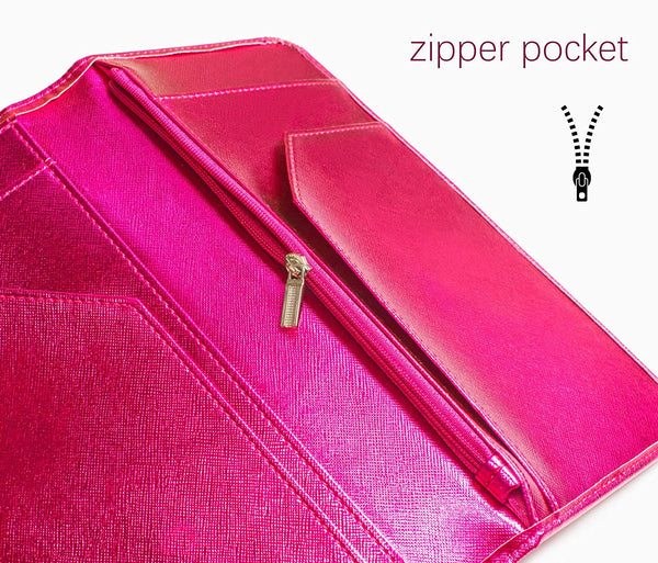 4.7x9" Hot Pink Server Book with Zipper&Magnetic