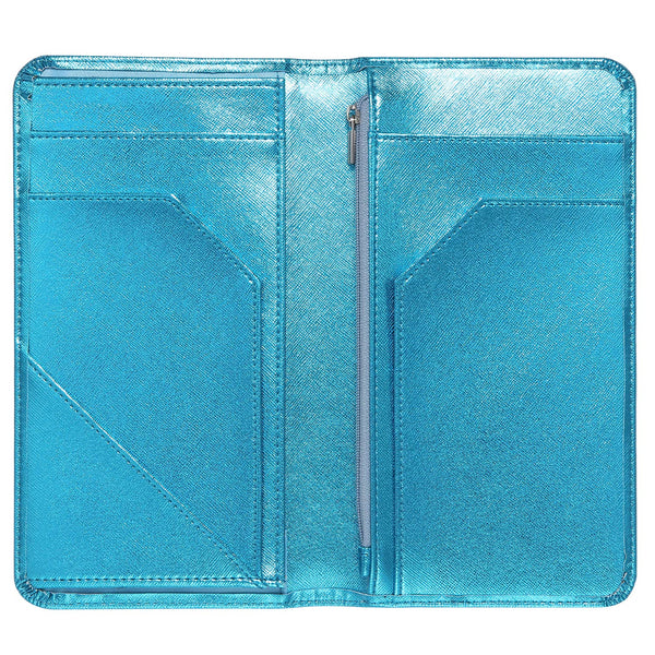 4.7x9" Metallic Blue Server Book with Zipper&Magnetic