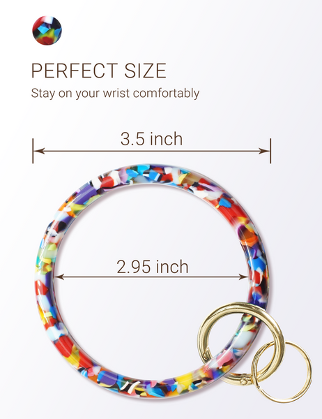 2.95" Acetate Round Key Ring Bracelet (Multicolor)