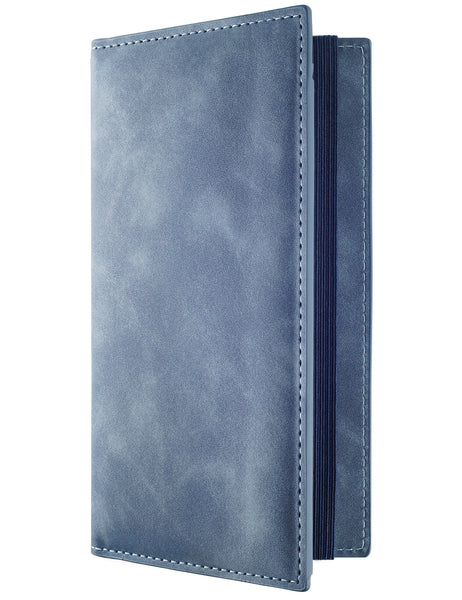 7"x3.5" Jean Blue Vegan Leather Checkbook Cover