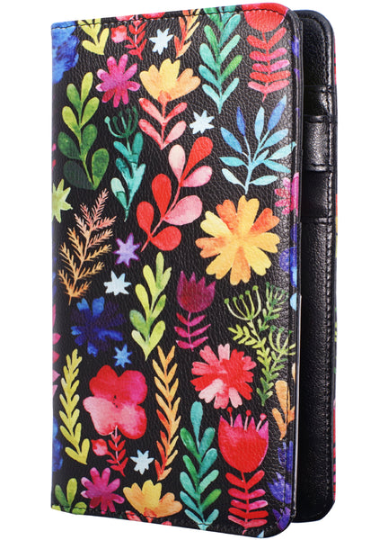 5x9" Black&Flower Server Book with Zipper&Magnetic